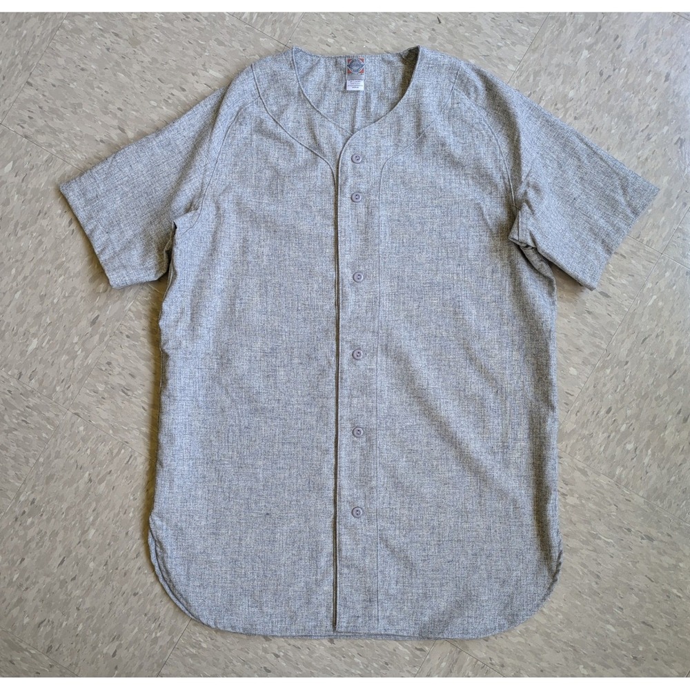 Ebbets Field Flannels Grey‎ Wool Blend Baseball Jersey Mens Medium Made in USA